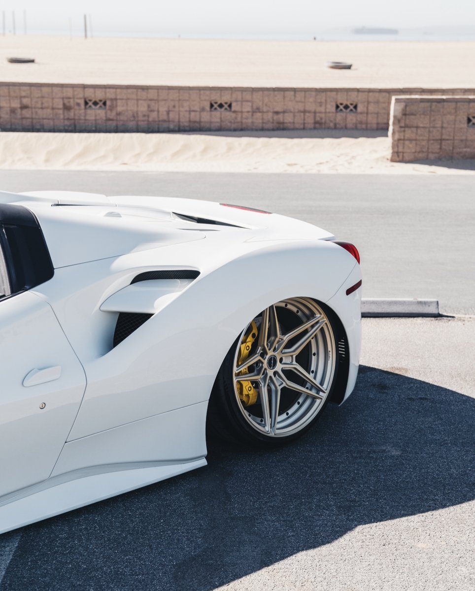 Purists are screaming but we love it.❤️‍🔥 @brixtonforged’ Ferrari 488 Spider looks insane laid out on #AccuAir. 📸 @brixtonforged #eLevel #Bagged #BaggedFerrari #Ferrari #488Spider #BrixtonForged #Exotic #Supercars #Slammed #AirRide