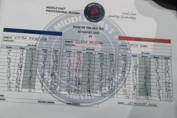 Official #UsykJoshua scorecard. #boxing