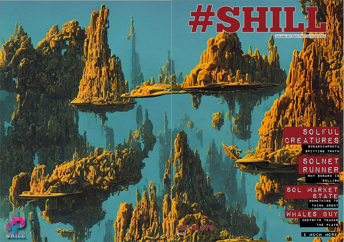 Pixeltoy's tweet photo. #SHILL zine ISSUE 70!  

https://t.co/b6DCzcY531  

Cover: @Svenoptikon Contents: @IDerech

@thexastronaut @solswatch  @formfunction @me_metaverse @exchgART @grapeprotocal  Over 160+ pages!  – TAG the artist
$Sol #SolanaNFT #solana
1/2 https://t.co/xkJ2uWQdbJ