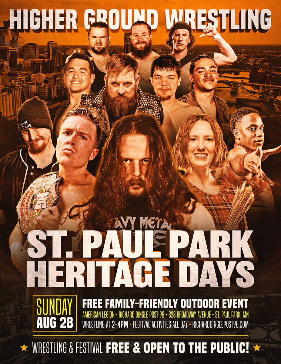 We are just a week away from our next event!

Sunday August 28th we will be live at #HeritageDays in St Paul Park! The festival is free and open to the public; we will be wrestling from 2-4PM in front of the American Legion on Broadway Avenue!