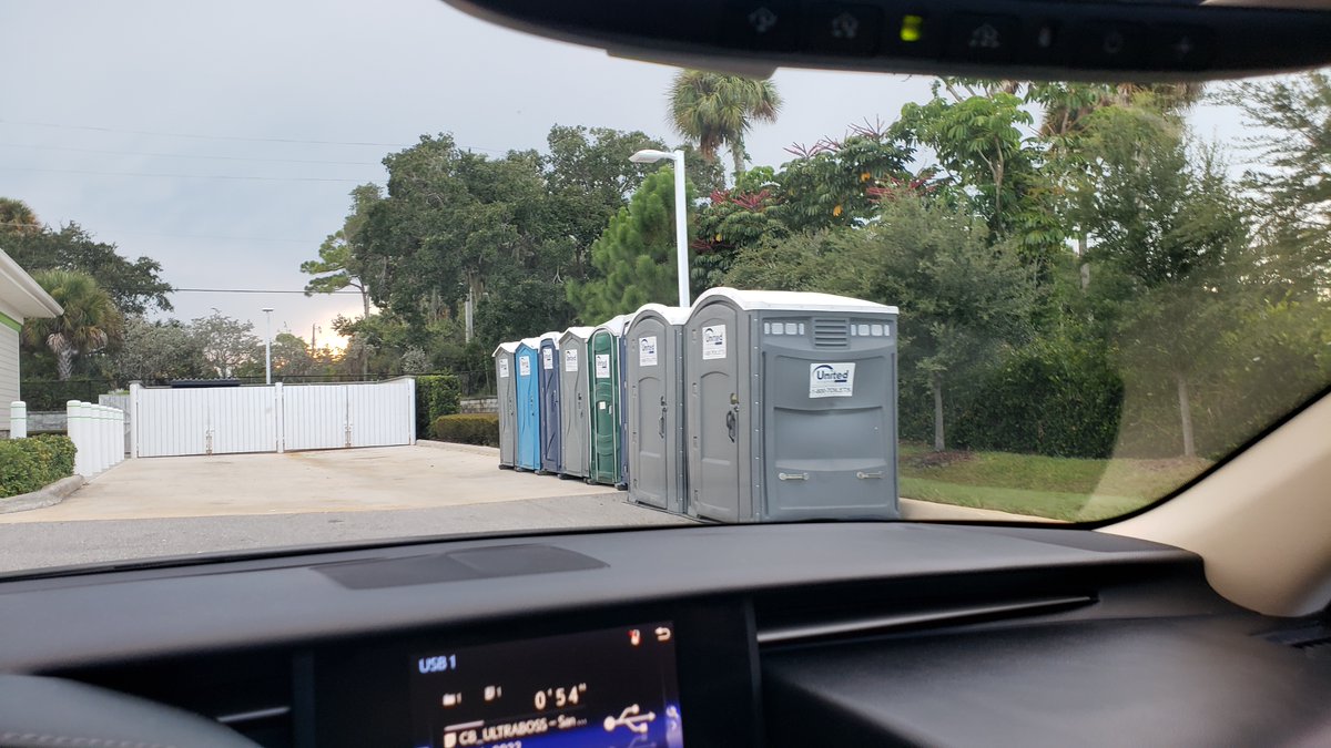 LP_MediaGroup's tweet photo. Gas stations in Titusville are stocking up on porta-potties to prepare for the Artemis 1 Launch of the SLS rocket.

#KSC #KSCVC #NASA #rockets #spaceflight #CCAFS #CCSFS #SpaceX #SLS #SpaceLaunchSystem #ULA #Boeing #ESA #KSP #Kerbals #rocketry #titusville #spacecoast #Cumberland https://t.co/7op6QkJvgI