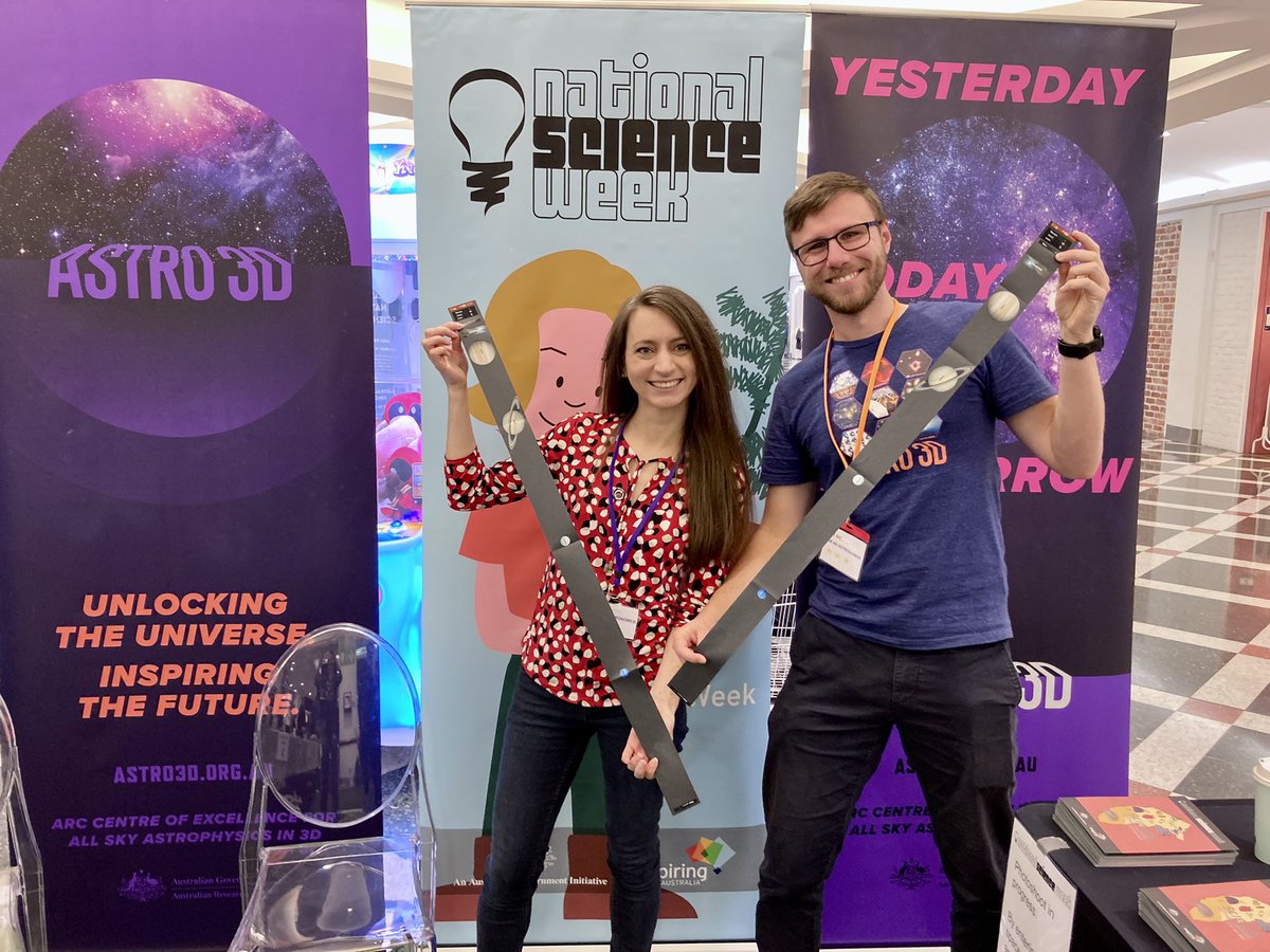 ARC_ASTRO3D's tweet photo. ASTRO 3D Fellow Dr Katie @ktgrasha and postdoc Dr Sven @astro_sven from @StromloANU are at Westfield Woden to show off their impressive astronomy knowledge for #ScienceWeek #scienceweekACT https://t.co/o47q2GigjR