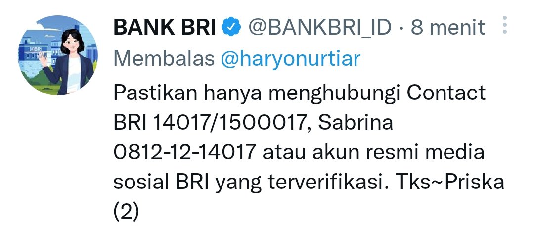 tanamantropis's tweet photo. @Stiv_bonjel Hati-hati bukan akun resmi @BANKBRI_ID https://t.co/96v5gOU9tz