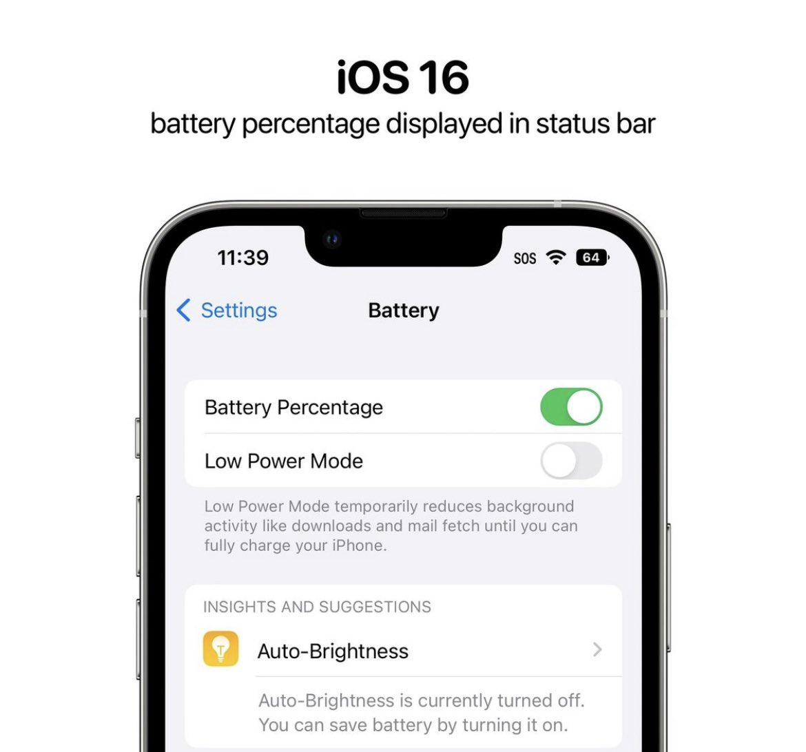 mrfixitthetech's tweet photo. Apple has finally added the battery percentage to the status bar in beta 5 of iOS 16! This is available on all iPhone models with a notch except for iPhone XR, 11, 12 mini, and 13 mini.

#mrfixitthetech #ios16 #iosdeveloper https://t.co/oduiWIHdiL