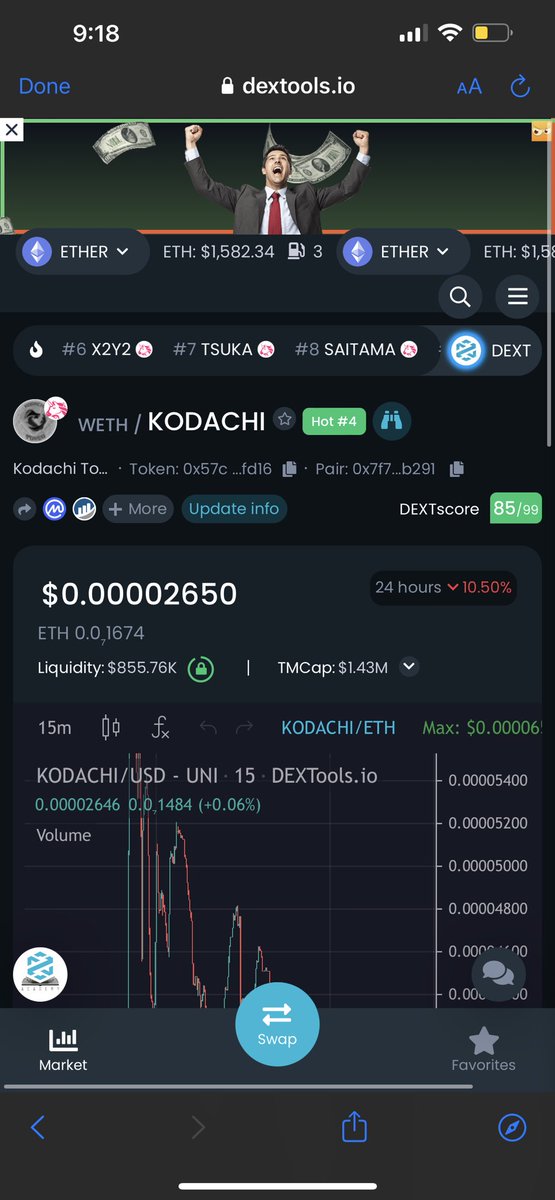 Kodachi_Token's tweet photo. We are now trending on dextools, the market will bounce back we have nothing to fear. So many utilities with the Staking and nft STAKING and contests come check out the telegram

https://t.co/NcC7yh5HH4 https://t.co/F1TELM9MaP