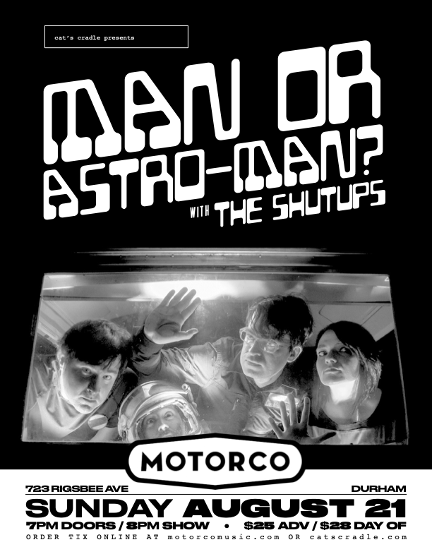 motorcomh's tweet photo. #SundayFunday with #ManOrAstroMan w/ #Shutups and #Seriously presented by @CatsCradleNC.
https://t.co/uQrqct0Q6h https://t.co/KmomGqpcYG
