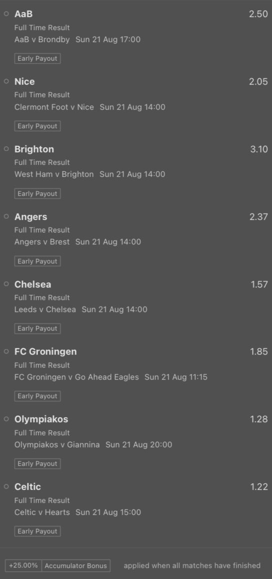 SNYbetting's tweet photo. 215/1 Sunday Longshot Acca! https://t.co/QBrnDUtFsY