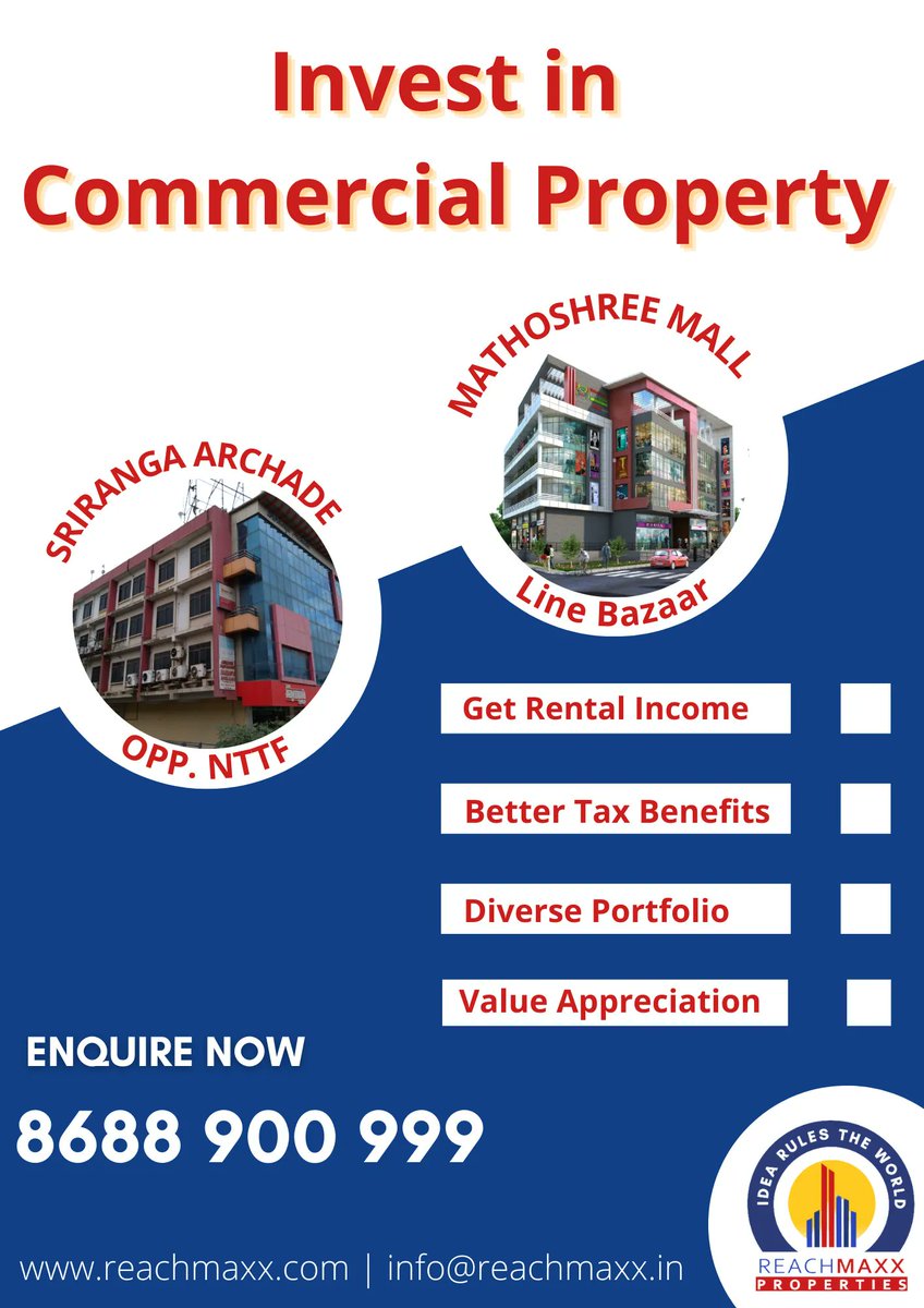 ReachmaxxB's tweet photo. Looking for a second income?
Invest in Commercial property and reap benefits.

Call 8688 900 999 for details

#Reachmaxx #Reachmaxxproperties #Properties #RealestateIndia #RealestateHubli #HubliDharwad #Hubli #RealestateKarnataka #Karnataka #Hubli #Commercialcomplex https://t.co/6TFcIWK7gR