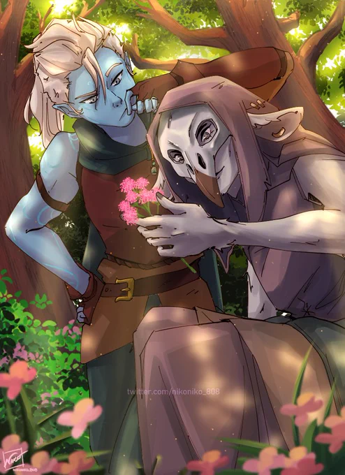 me and  's dnd oc's Kyrha and Tafa goin on a foraging adventure :3 