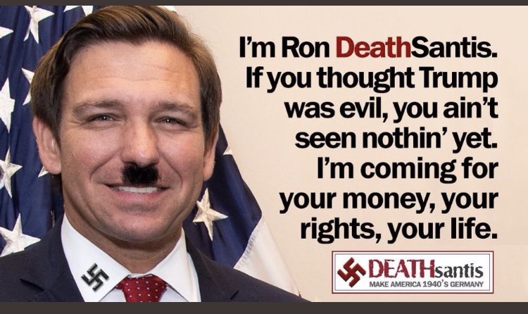 Bdelta67's tweet photo. #RonDeSantis #CharlieKirkKult #Pedoputin #DeSantisBurnsBooks #DeSantisDestroysFlorida #BreakingNews #DeSantisHandMadiensTale #FascistRon https://t.co/9AoO08KvbK