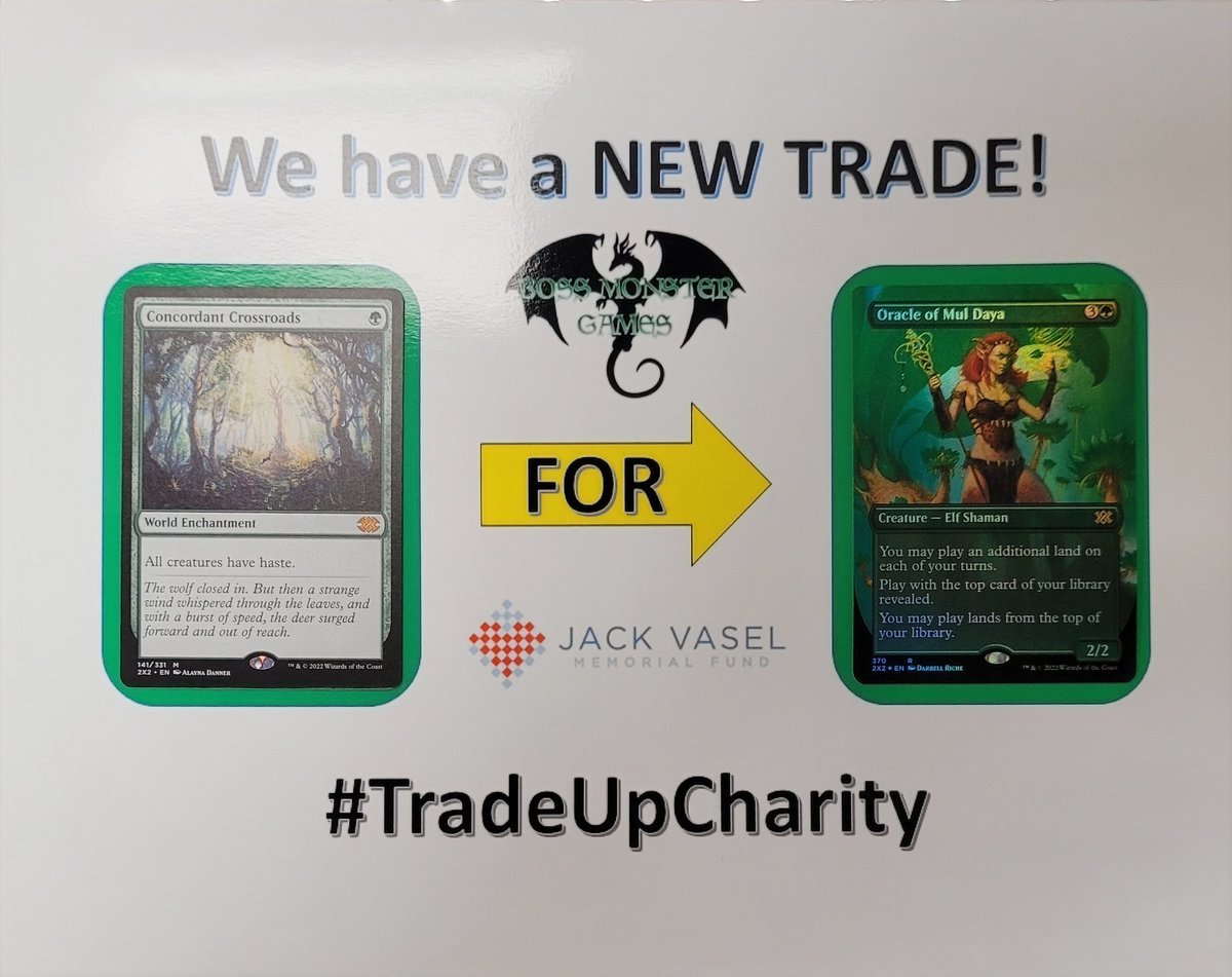 BossMonsterGam1's tweet photo. We are currently sitting at Concordant Crossroads (with Alayna Danner Art!) In the #TradeUpCharity spot!!! https://t.co/VovIGlWIUY