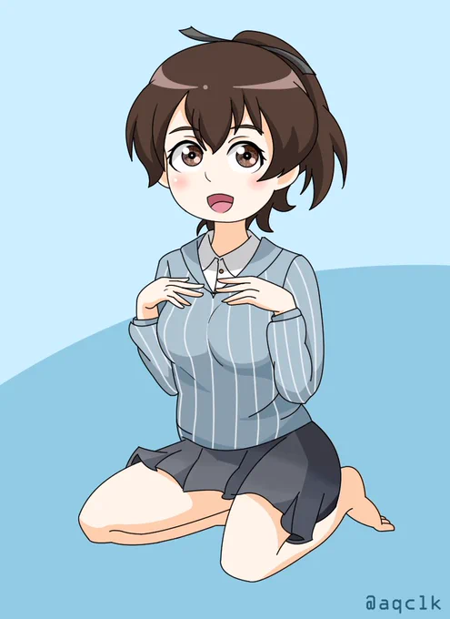 柚子ちゃんを描き直した。継続の制服を着ていると、リリっぽさを感じる(苦労人だしね)。 