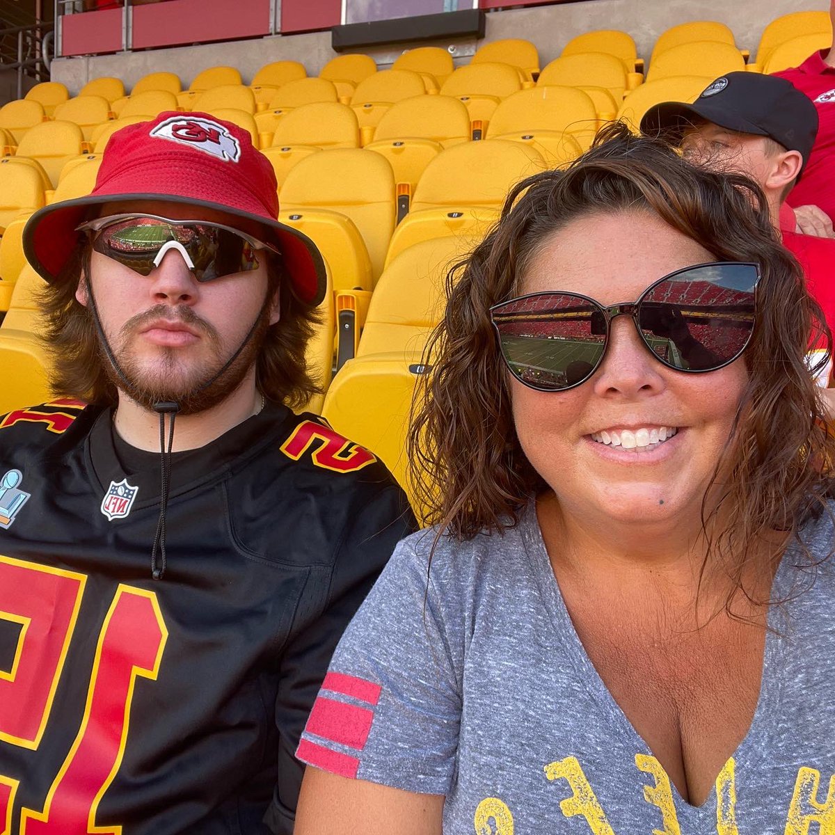 nancejenny's tweet photo. I loved being able to take these @Chiefs fans to the game today!  It was a great day!  ❤️💛 https://t.co/ZR5Le6lXuS