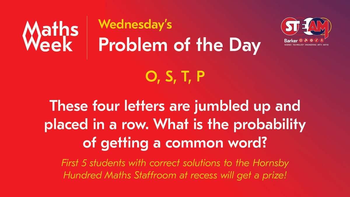 MATHS WEEK // Today's maths problem of the day! 

Can you work it out?

#WeAreBarker