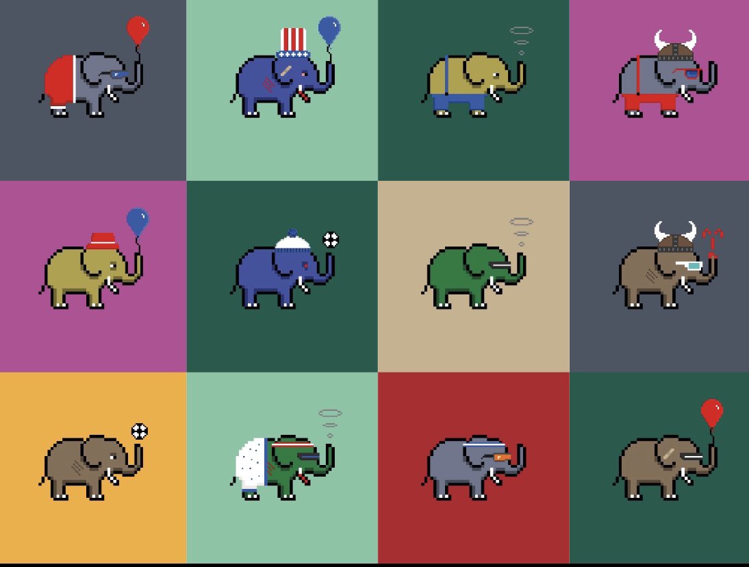 Vikings, Ballers, Uncle Sam, Cyclopes and soooo much more‼️

Pick your Pixelephant and join the herd 🐘🐘🐘
2.5 #XTZ 
Only 100❗️

#pixelephant #tezos #NFTCommunity 
rarible.com/pixelephant-fm