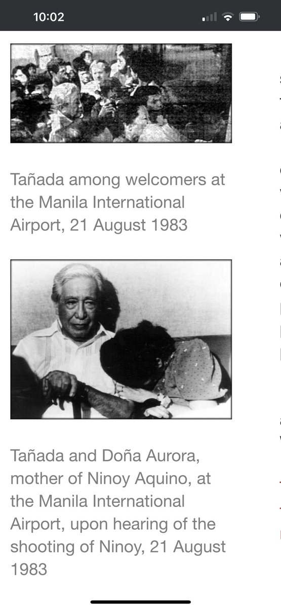 erintanada's tweet photo. Lolo, former Senator Lorenzo Tañada, was with Aurora Aquino was inside the airport (Terminal 1) to welcome former Sen Ninoy Aquino home. The grief is shown on Lolo’s face and the reaction of Aurora when they were told that Ninoy was killed. #NinoyIsAHero #NinoyAquinoDay #NINOY https://t.co/LQSvISQdJg