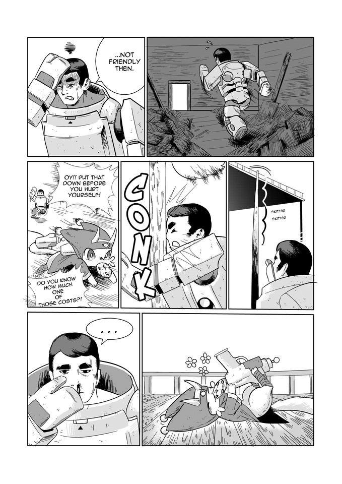 ProjectHelios3's tweet image. LITTLE ANIMALS ARE FAST! Have you ever tried chasing a rabbit? Granted, that was my mistake. Enjoy the page!
#Indiecomics #projecthelios #webcomic #mangastyle #illustration #DiscoverComics #manga 
Like our stuff? See more #scifi #comics and #illustrations on our profile!