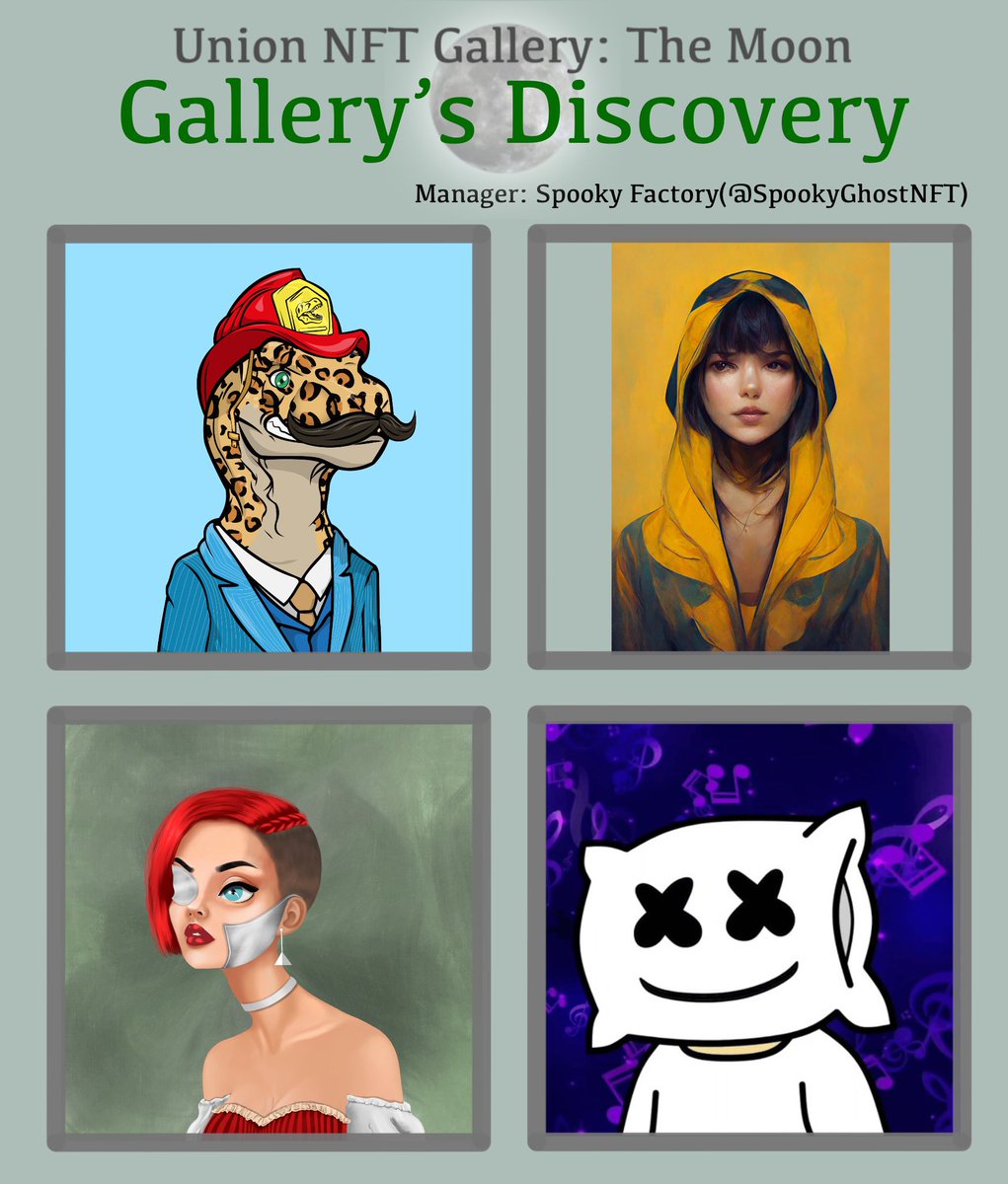 UnionNFTProject's tweet image. ⭐️Gallery's Discovery⭐️ Aug 21

✨If you participating this NFT project, Gallery will support you always💛

@AGENARTnft
@bitsaurusworld 
@Chubbygirl2moon 
@MushyHeads 

If you interesting Gallery Project, 
DM @SpookyGhostNFT

🖼 opensea.io/collection/gal… 

#NFT  #gallerythemoon