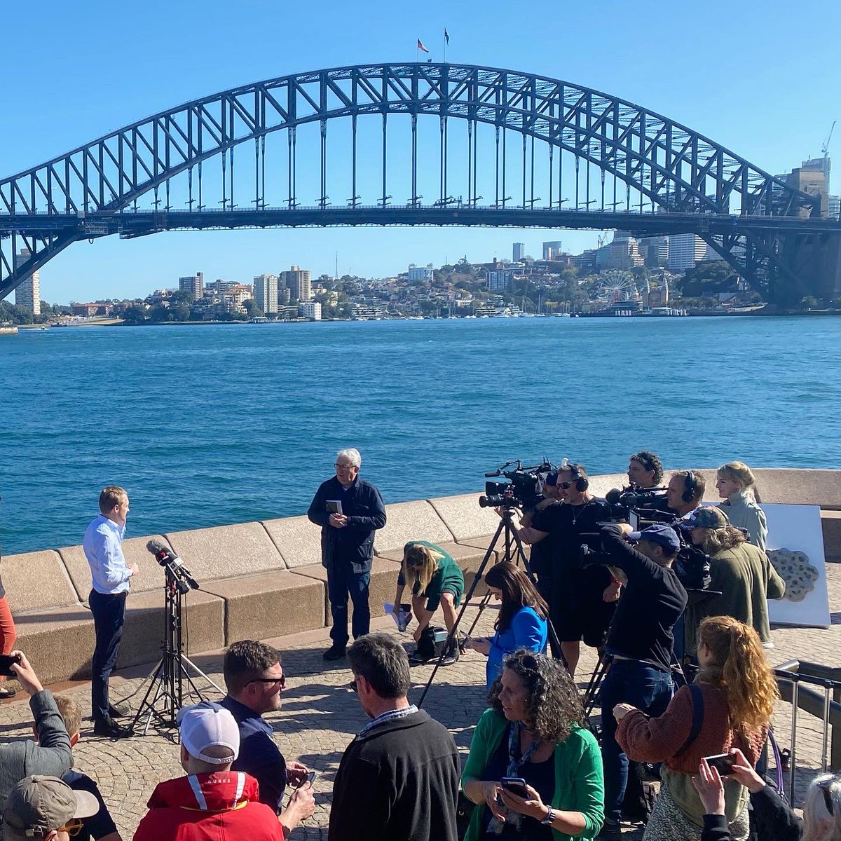 James_HGriffin's tweet photo. Not a bad spot to announce the largest harbour restoration project of its kind in the world is set to commence in the iconic Sydney Harbour. It will reforest and restore marine habitats for penguins, seals, seahorses and turtles. #nswpol https://t.co/qie6zCsWl1