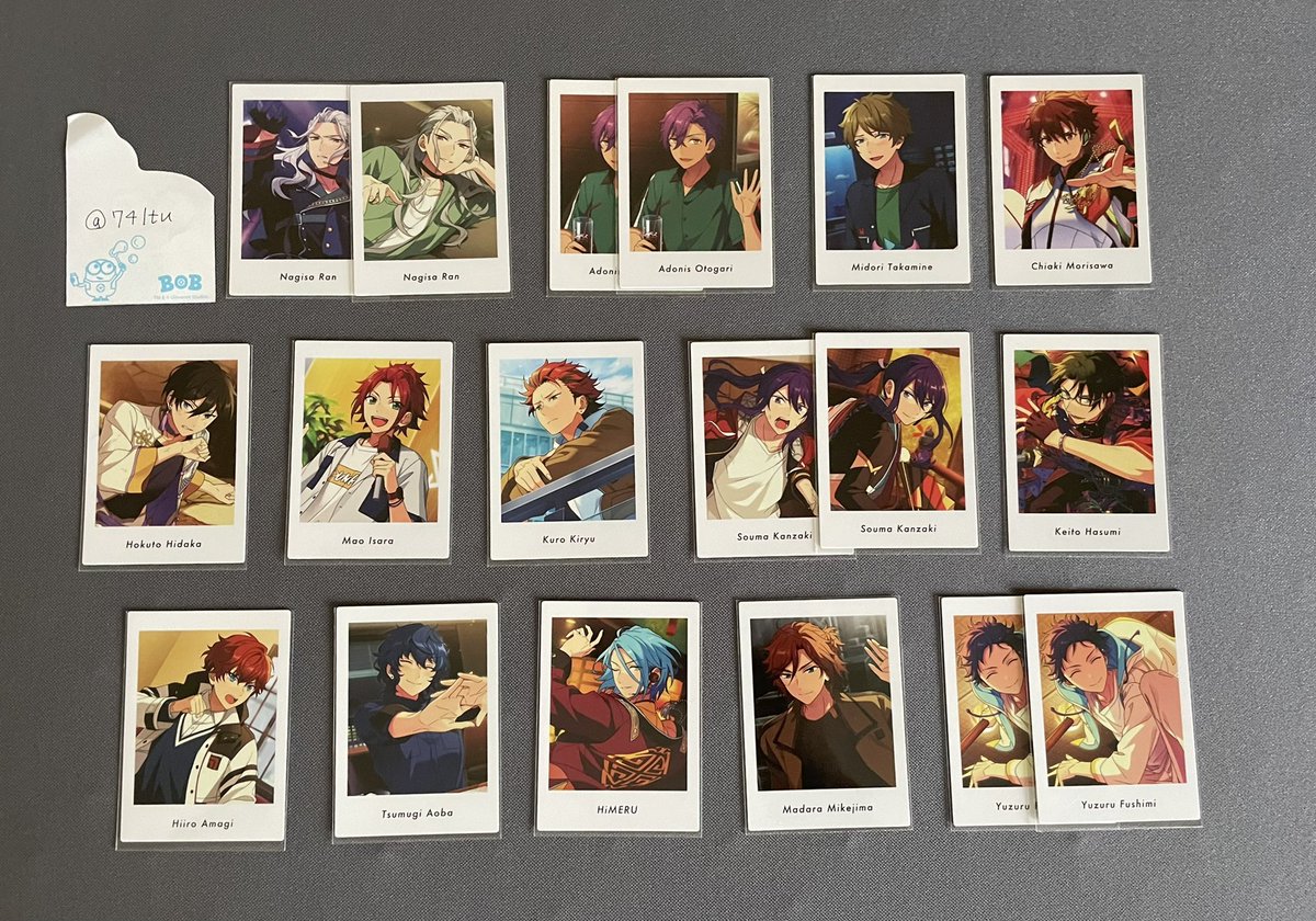 74ltu's tweet photo. あんスタ ぱしゃっつ クリカ メタカ交換
譲▶︎薫、斑、藍良、英智、桃李、燐音、凛月、泉、鉄虎、アドニス、宗、光、ひなた、一彩、凪砂、翠、千秋、北斗、真緒、紅郎、颯馬、敬人、つむぎ、HiMERU、弓弦、創、司、日和

求▶︎4枚目画像

マヨイを含む交換のみ
2枚〜
マヨイ>友也orマヨイ＝友也のみ https://t.co/quKl1RveKk