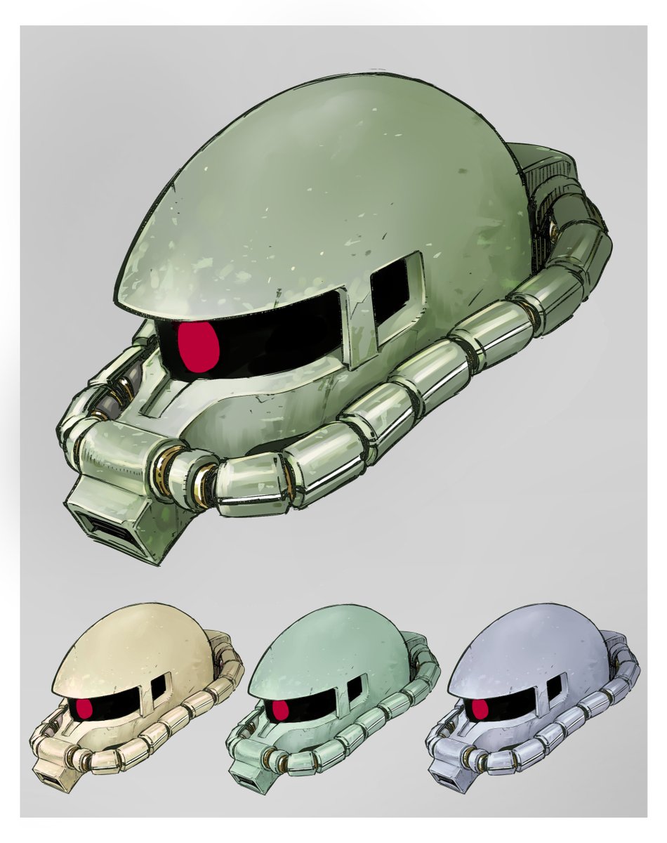 one-eyed zeon no humans robot mecha red eyes science fiction  illustration images