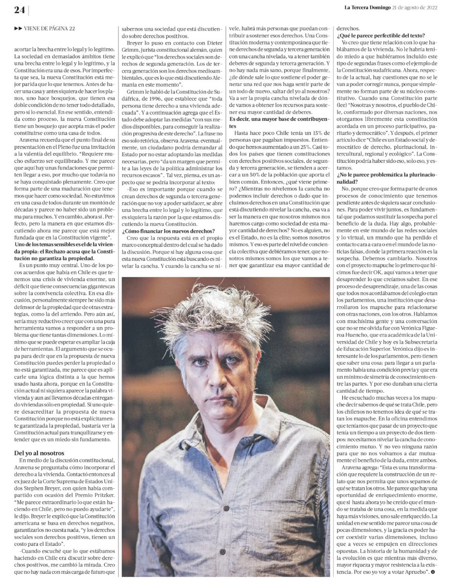 N_PrensaCL's tweet photo. 🗞 Alejandro Aravena: “Si hay algo que esta nueva Constitución está buscando es nivelar la cancha”. (@latercera) https://t.co/QUFF6HM4iF