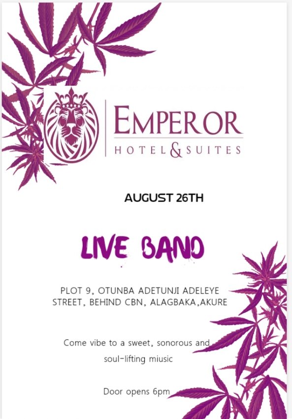 EmperorHotel_Ak's tweet photo. Take a break from the hustle and bustle and unwind with us this Friday as we treat you to soul lifting music

#emperorhotelandsuites

@AkureHowFar https://t.co/fMU6rYQoZq