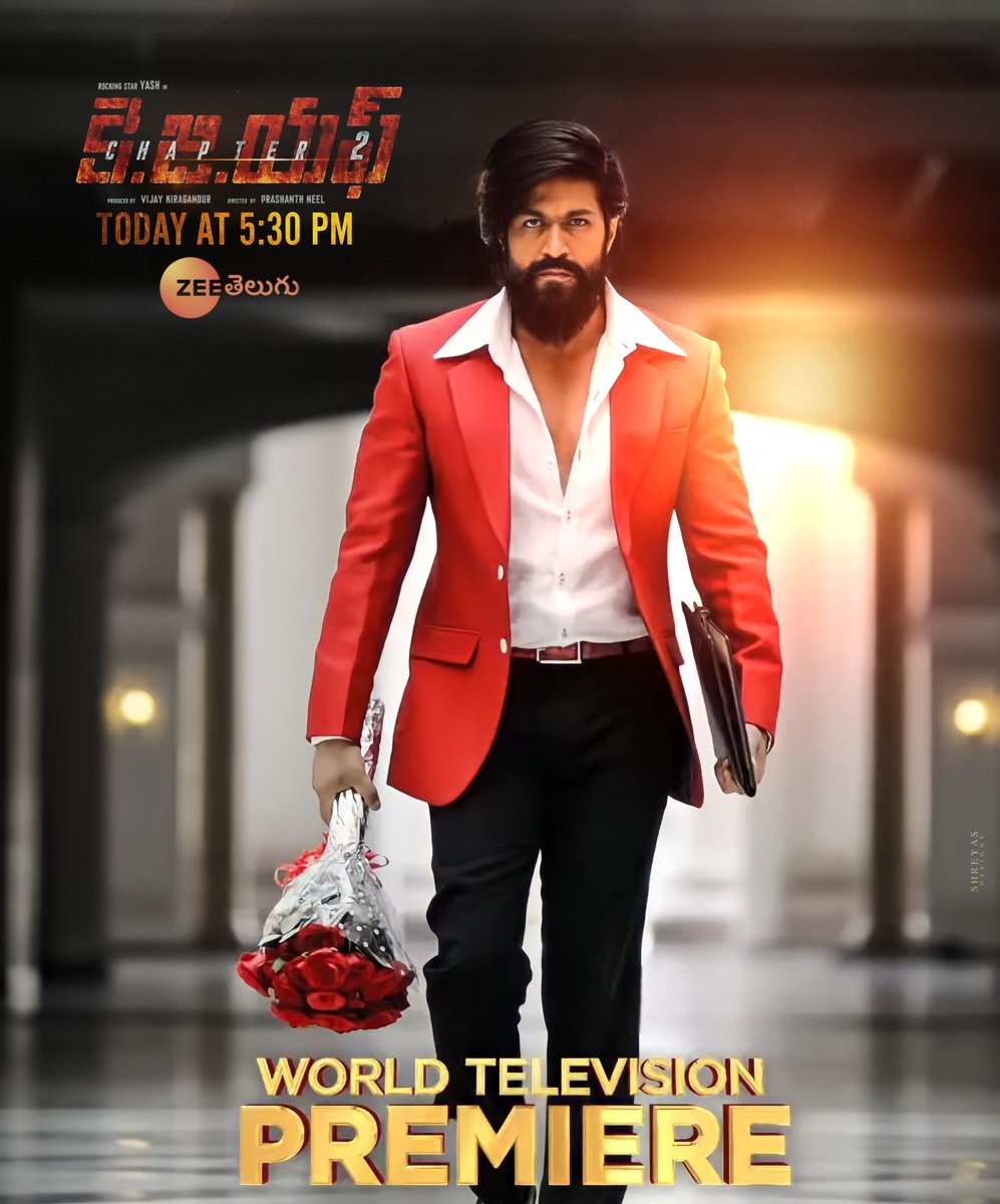 YashTrends's tweet photo. Done with kannada 
Now it's time for Telugu 💥

#KGFChapter2 Telugu World Television Premier Today At 5:30Pm in @ZeeTVTelugu  

@TheNameIsYash #Yash19 #YashBOSS https://t.co/rbTWFcxE0D