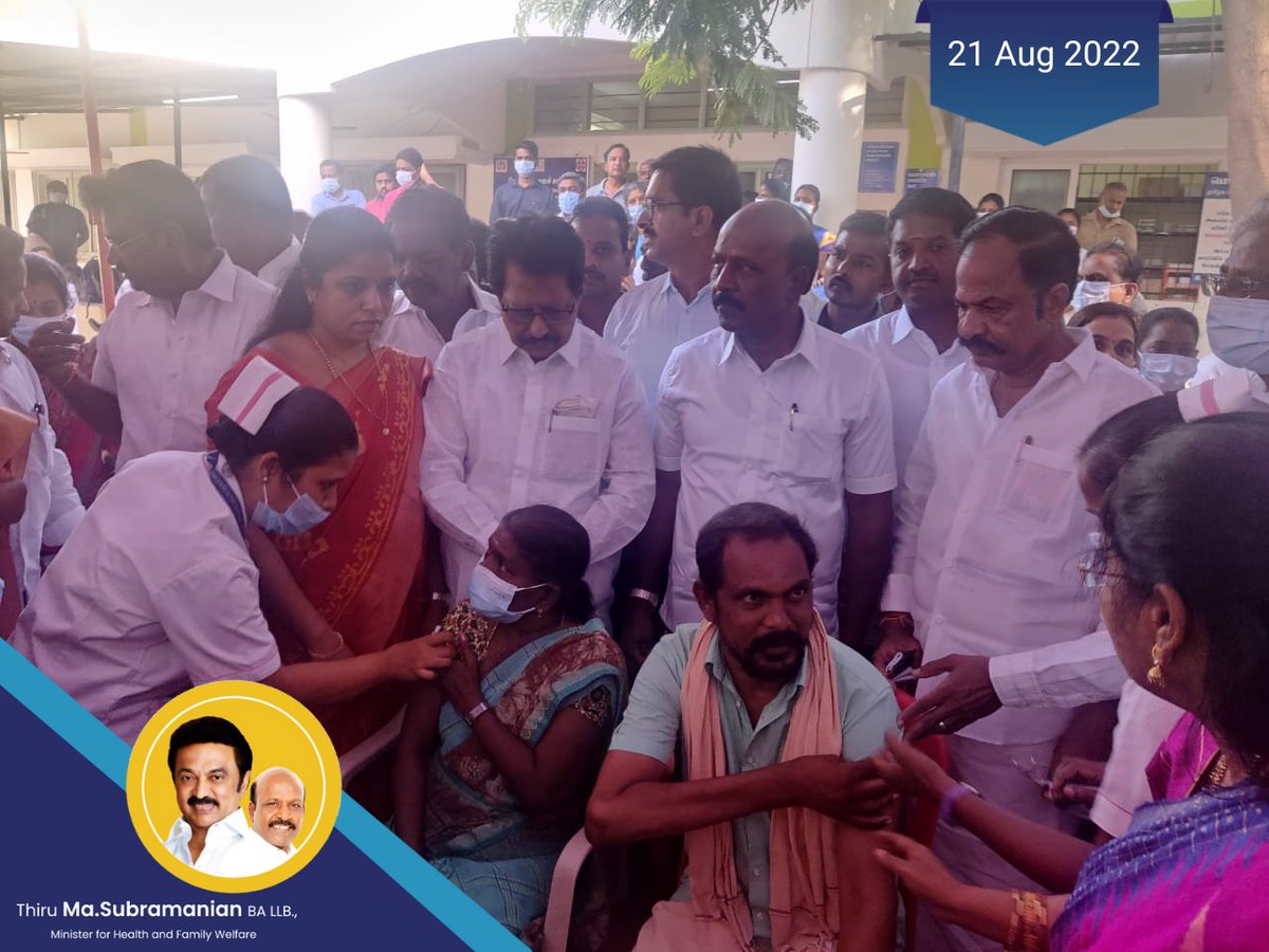 Subramanian_ma's tweet photo. இன்று 1,00,000 மையங்களில் நடைபெற்று வரும் 34வது சிறப்பு மெகா தடுப்பூசி முகாம்களை வேலூர் மாவட்டம் சத்துவாச்சாரி நகர்ப்புற ஆரம்ப சுகாதார நிலையத்தில் ஆய்வு மேற்கொள்ளப்பட்டது #masubramanian #TNHealthminister #MegaVaccinationDrive https://t.co/iB8MXiknkS