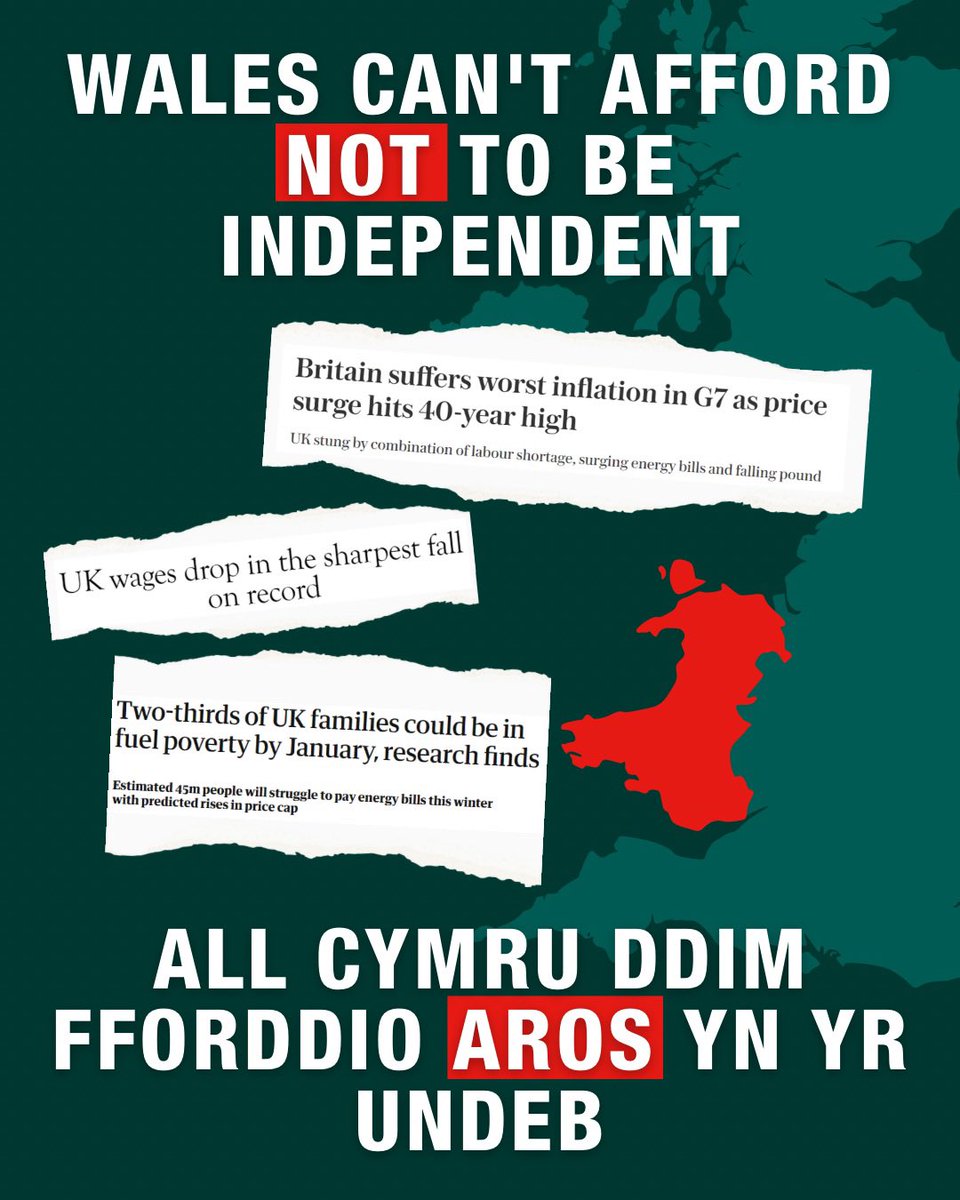 The United Kingdom is broken.

As wages plummet and costs skyrocket - can we really afford NOT to be independent?

🏴󠁧󠁢󠁷󠁬󠁳󠁿 #IndyWales