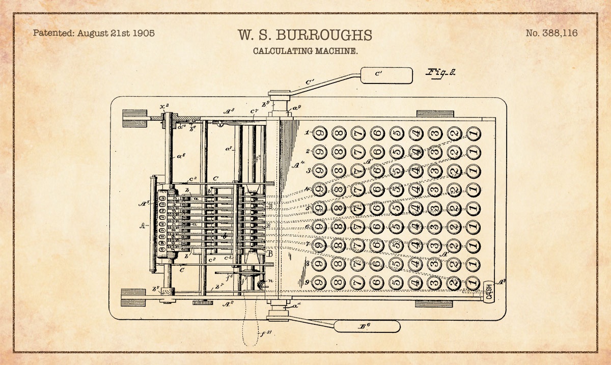 tashaeverard's tweet photo. The first successful adding machine in the United States was patented (US 388116) on this day August 21st 1888 by William Seward Burroughs. #smallbusinesshelp #bookkeeper #bookkeeping #AddingMachine #onthisday #Patent https://t.co/BulAayh8sC https://t.co/g4H8itjJat