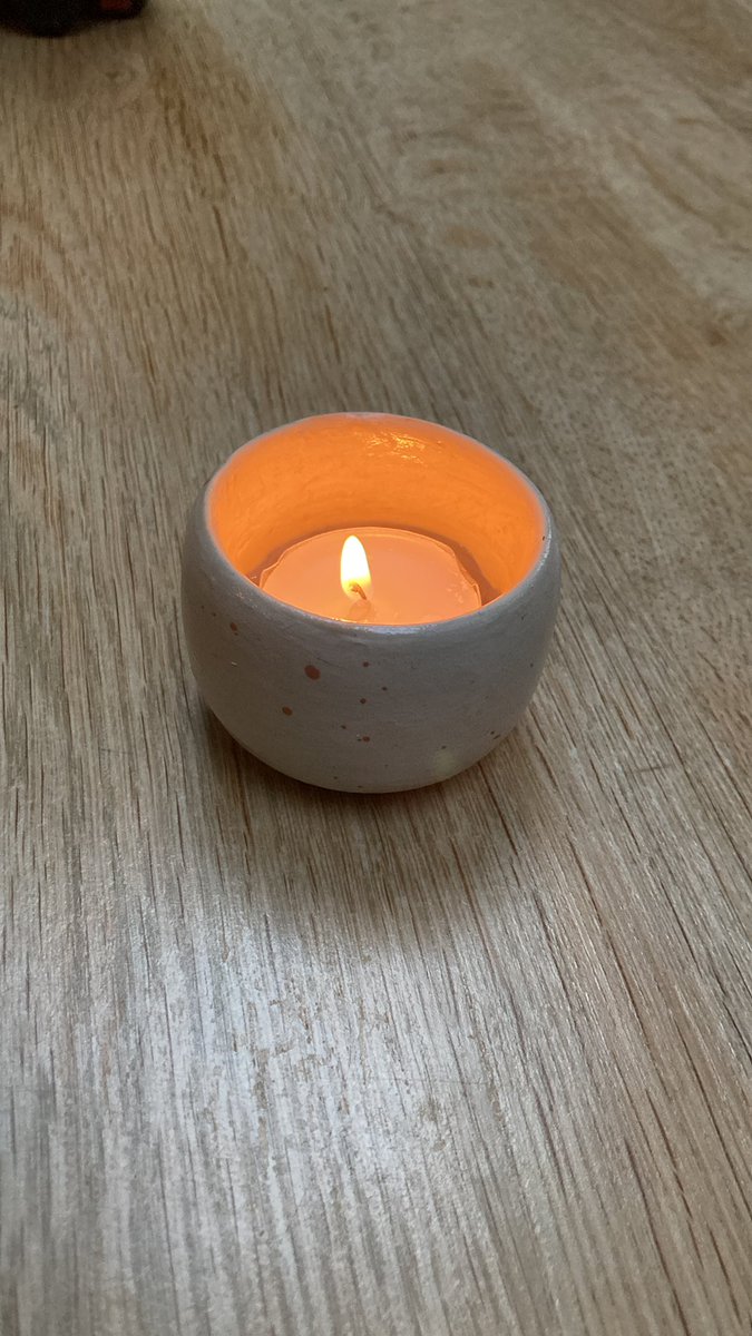 My sister just took up pottery and she made this candle holder for my mam 🥲🥺 it’s the cutest thing ever