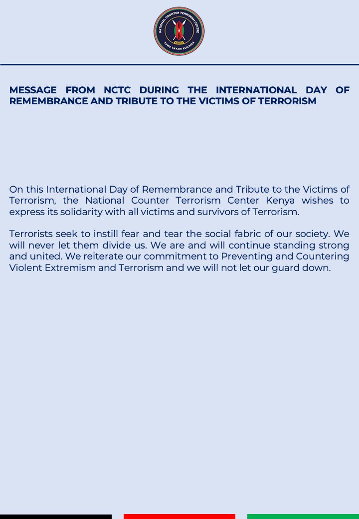 NCTC_Kenya's tweet photo. #UNiteforVictimsofTerrorism #Tunawakumbuka https://t.co/7VyHGShTkD