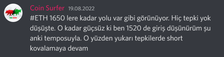 CoinSurfers's tweet photo. #ETH sadece tepeler değil lokal diplerde de yanıltmıyor. 2 gün önce fiyat 1737 dolar iken bu düşüşün yetmeyeceğini, 1650'nin tutamayacağını ve 1520nin ideal giriş noktası olacağını belirttik, sonuç🧐 piyasa hala sıkıntılı, stopsuz işlem açmayın💪 https://t.co/lMY3b7mH7A