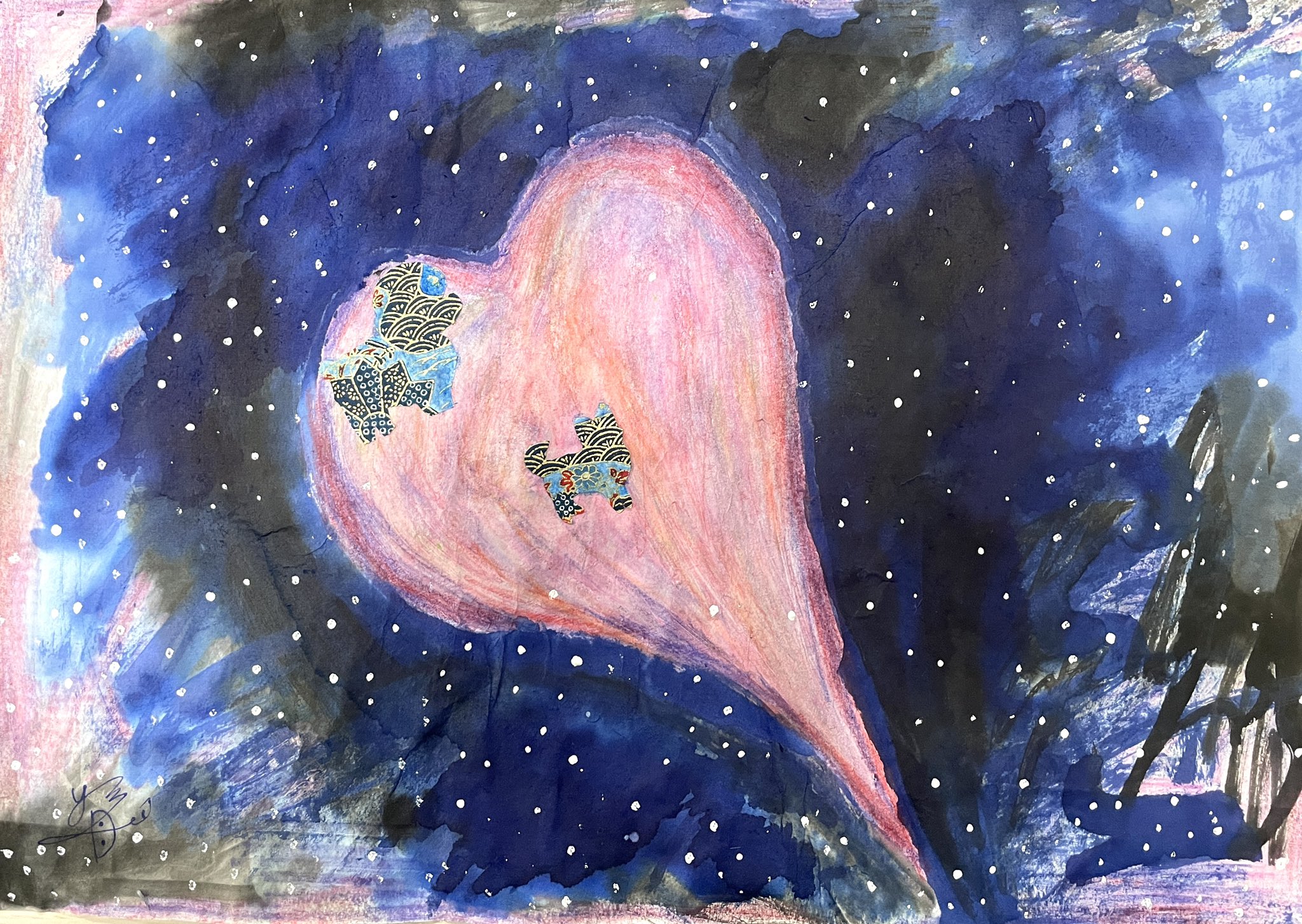 桜川daヴィんち 宇宙アート タイトル 宇宙こイnu 桜川daヴィんち もしピンクホールというハート空間が宇宙にあって 謎の仔犬がいたら 宇宙 ユニバース ブラックホール うちゅう こいぬ アート作品 芸術作品 Davinci Sensei 桜川daヴィんち