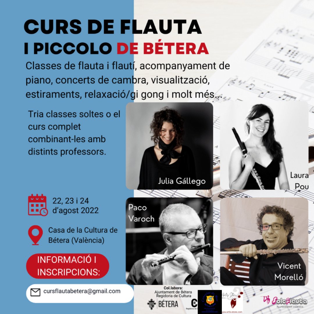 Demà en veiem a #Bétera II edició del Curs de #flauta i #piccolo