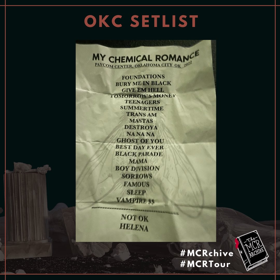 MCR Tour Updates on Twitter "Paper setlist via MattGalle https//t.co