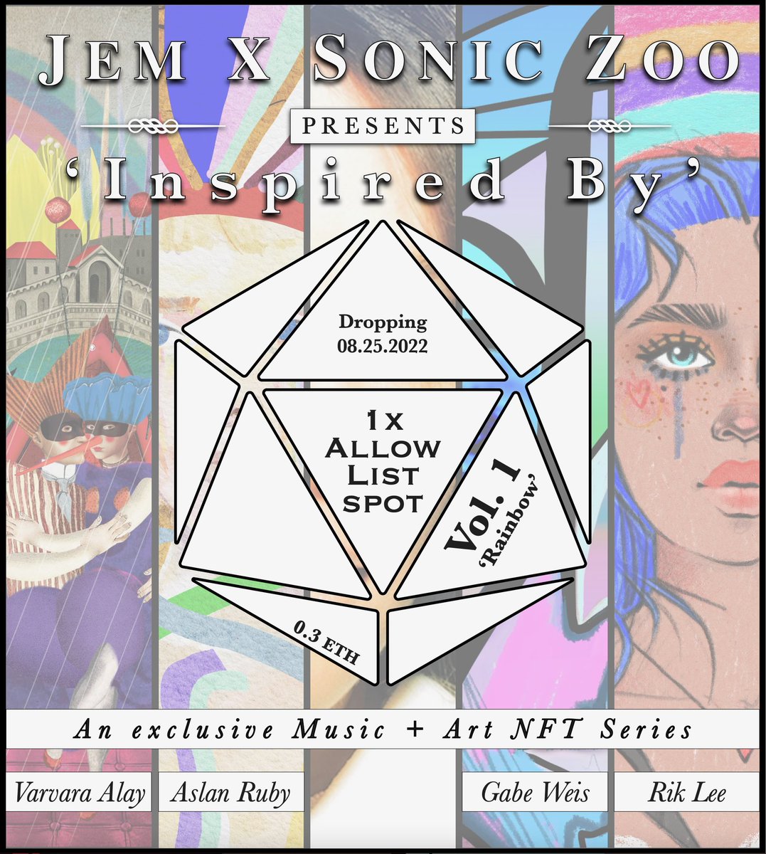 jem's tweet photo. ‘INSPIRED BY’ NFT DROP 8.25.22
Allow Lists :
@FlowerGirlsNFT Seed Store 🌱
@meta_angels discord 😇
@staxxnft discord 👾
@HoneyBadgesNFT discord 🦡
@MaryanneChisho2 Tues 2pm ET Twitter Space 💫
Upcoming Twitter Giveaways from me @Joseph_SonicZoo & @SonicZooNFT 🥳🌈🎶 https://t.co/f492KcCAbl