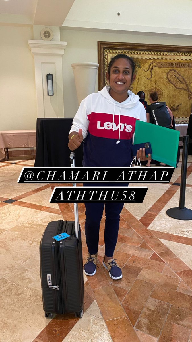 MegHPK07's tweet photo. Overseas players for #wcpl &amp; #6xty has arrived at WI. #fatimasana #chamariathathapatu #khaka #tryon #suneluus https://t.co/Xf5TmYRvpF