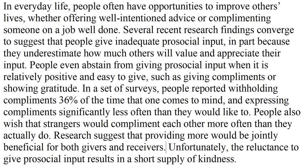 Compliments are given much less often than would be good for people. sciencedirect.com/science/articl…
