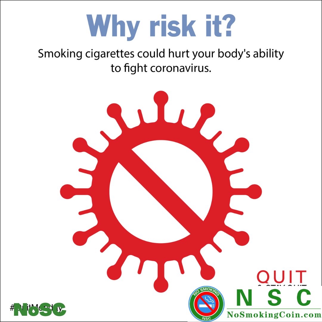 COVID-19 is an infectious disease that primarily attacks the lungs. Smoking impairs lung function making it harder for the body to fight off coronaviruses and other diseases.
#NSC #NoSmoking #NoSmokingCoin