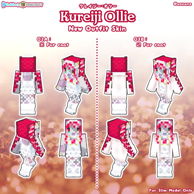 I made a minecraft skin  with the new outfit of Kureiji Ollie from Hololive ID!#hololiveIndonesia#graveyARTPlease download the skin data from this URL.(For slim models only) 