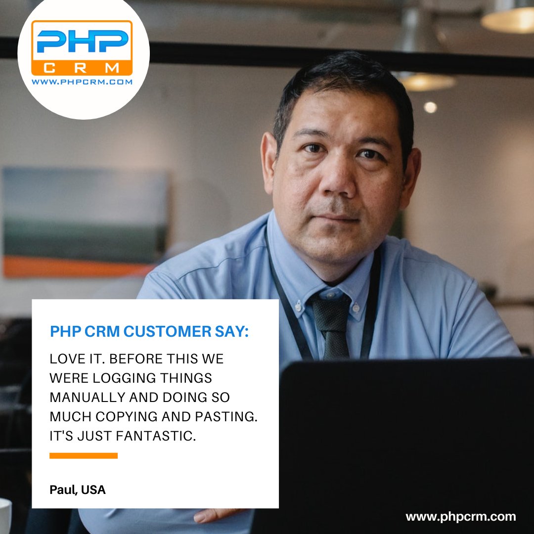 CrmPhp's tweet photo. Customer Management Software
https://t.co/gzzgfm4vDT
Web: https://t.co/6dTQ9qWi0e
Free CRM Demo
https://t.co/QrXkwXc0OD
Download Free CRM
https://t.co/TRBw7ZkXUp
#downloadcrm #crmsoftware #freecrm #crmdemo #crm #crmsystem #phpcrm #topcrm #onlinecrm #CustomerManagementSoftware https://t.co/EPKDeqMzwQ