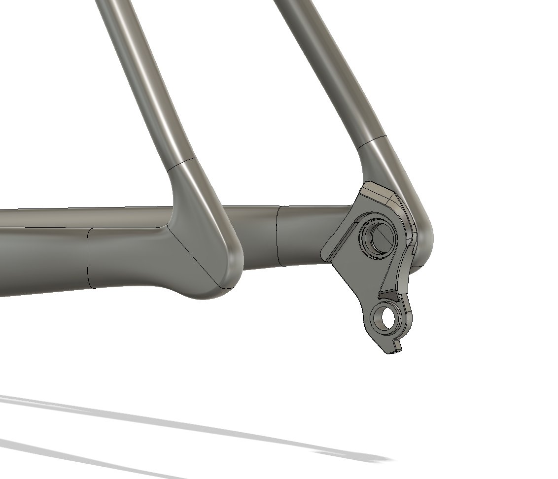 edfungus's tweet photo. Bike frame building coming along slowly. Finally got the dropouts done and should fit SRAM's UDH. Getting much better and making lofts in Fusion 360 too https://t.co/fHFSVeoHFV
