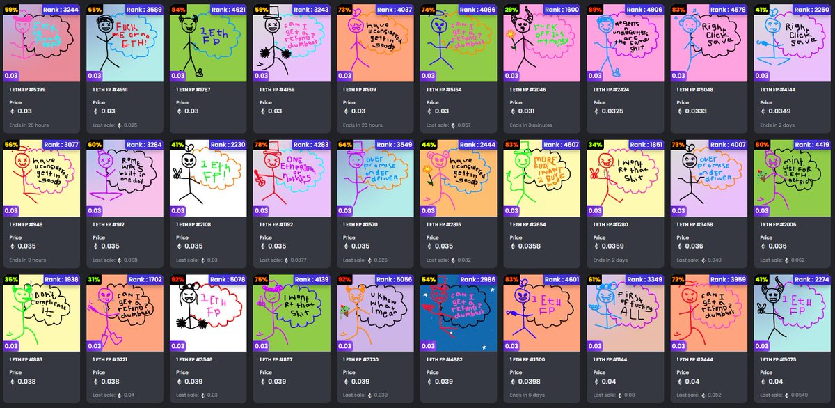 NEW BOUNTY SET 😈

These 30 1ETHFP NFTs ALL, i repeat, ALL reward 
AUTO WL for our next 3 collab WL giveaways. 
Simple. You buy it/hold you, you get WL for the next 3.
This is stackable if you hold more than 1 of these.

opensea.io/collection/1et…