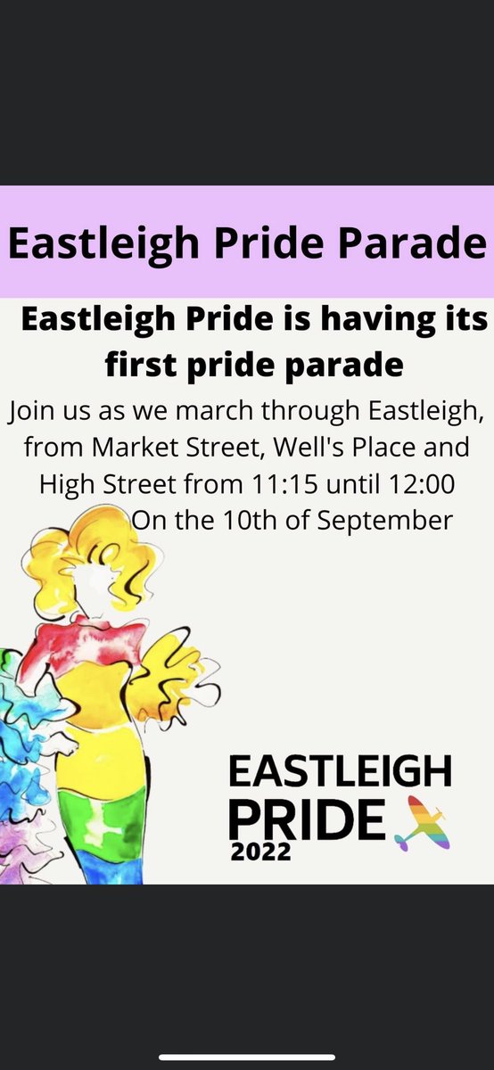 Hello all, we are happy to announce we have full permission for the road closures for our first ever pride parade within Eastleigh. 

We'd love for everyone to join us! Either in the parade or as a spectator.