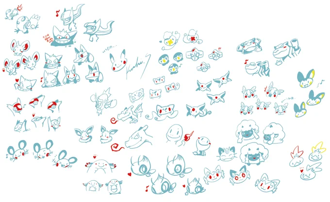 この週末に描いてみた「サイン会で描くポケモン候補」達…さて、選出困ったw(^_^; 