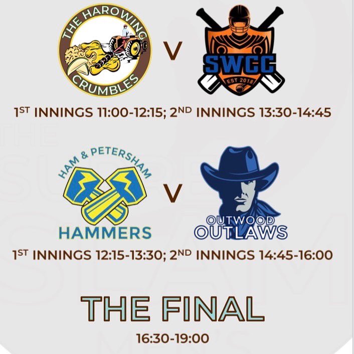 Surrey Slam (@surreyslam) on Twitter photo MENβS FINALS DAY
Both the Menβs Cup and Plate competitions reach their conclusion today <a href="/ValleyendCc/">Valley End Cricket Club</a>
8 teams, 6 matches, 2 trophies
All very welcome and the accompanying programme for the day can be found here: slamcricket.co.uk/programme MENβS FINALS DAY
Both the Menβs Cup and Plate competitions reach their conclusion today <a href="/ValleyendCc/">Valley End Cricket Club</a>
8 teams, 6 matches, 2 trophies
All very welcome and the accompanying programme for the day can be found here: slamcricket.co.uk/programme