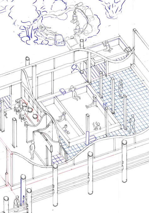 人の素材を作ってみたもののイキイキした雰囲気にならなかったので、やはり一人一人描くことにしました👀
大変だけどこの賑わいがなきゃ私の絵じゃないからね… 
