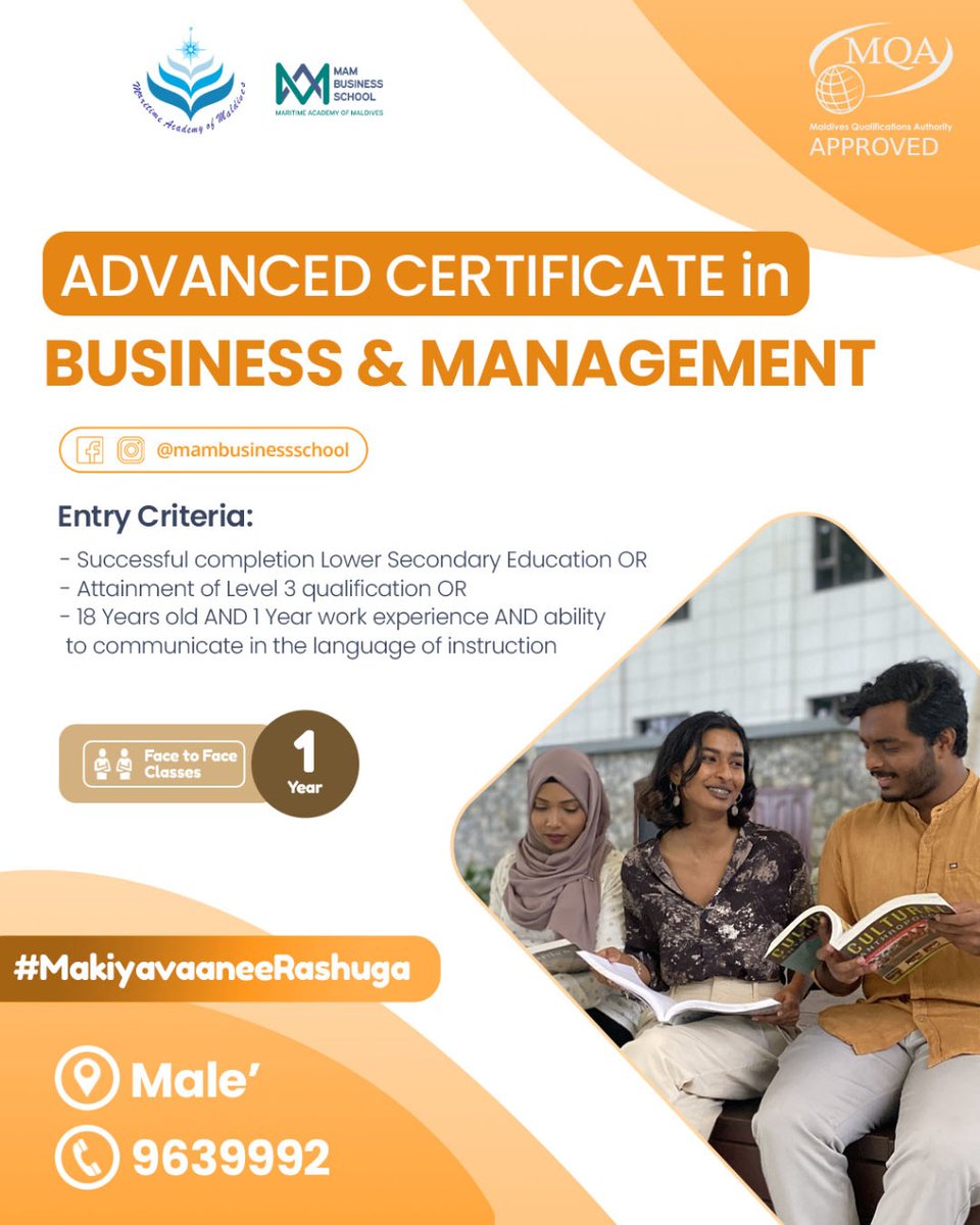 iite_bs's tweet image. Join our September Intake 2022 📚✏️ 
Special Discounts for the first 5 Seats.
Face to Face Classes in Male' and in Atolls !
Apply via the form below👇
forms.gle/KSRqpfgTS7DjLC…

#MakiyavaaneeRashuga #MAMBS #SeptemberIntake2022